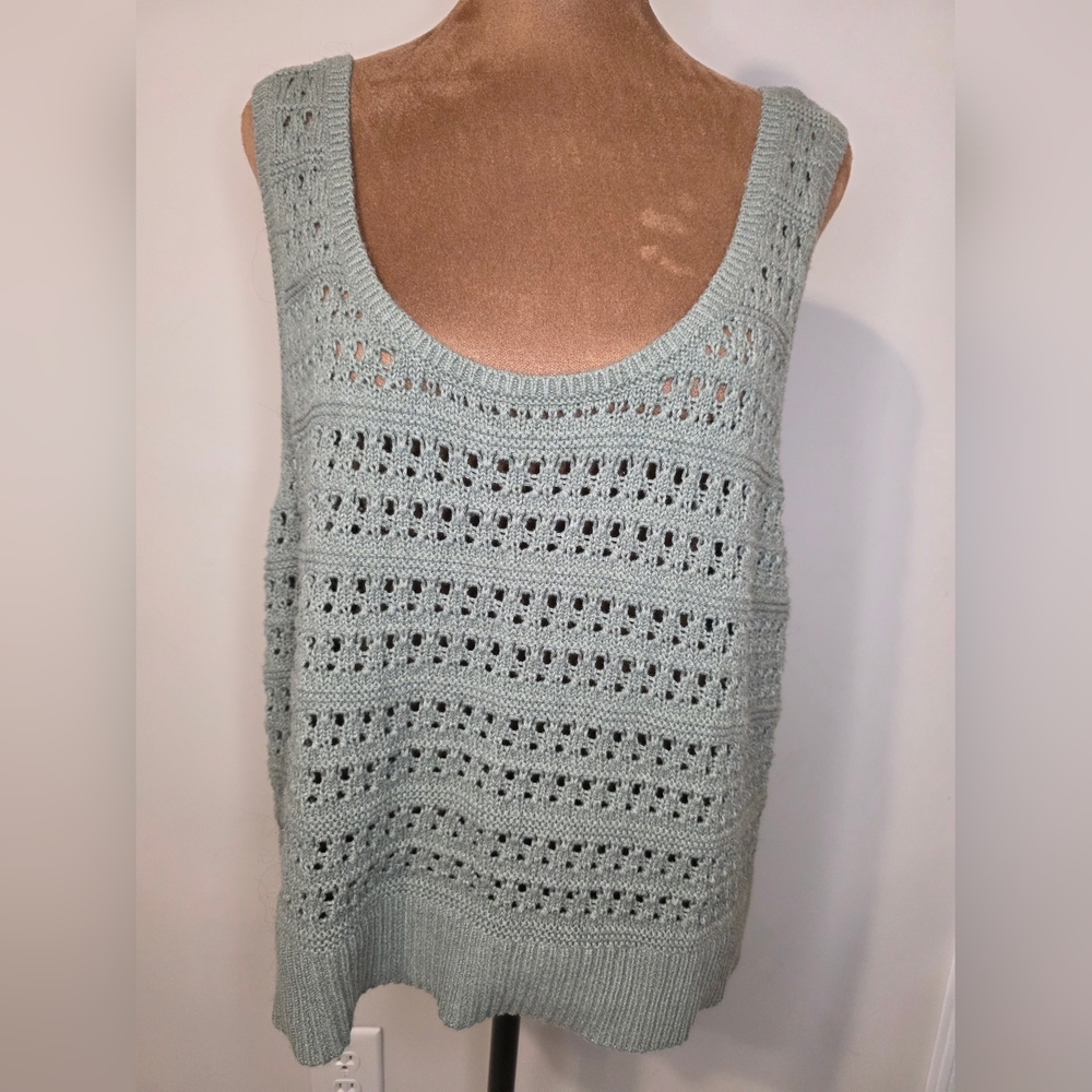 Light Blue Knit Sleeveless Top